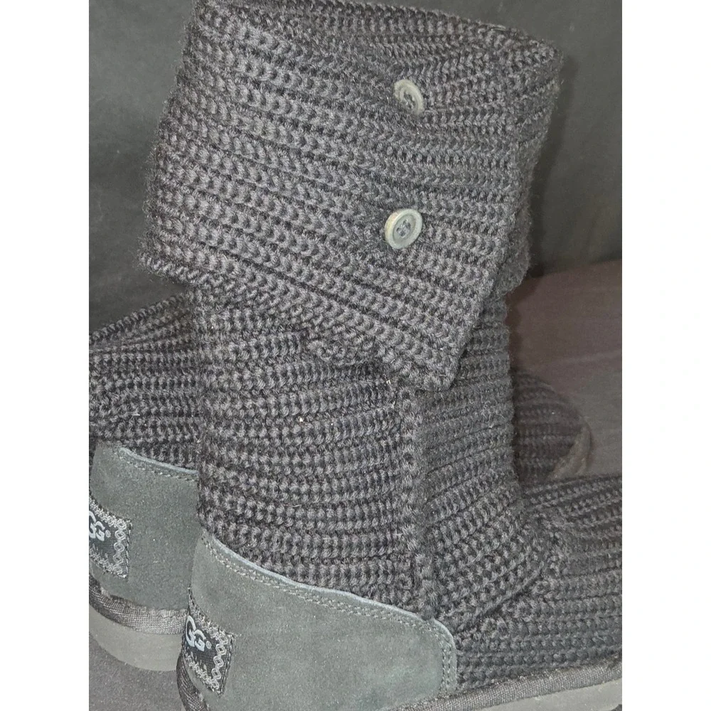 UGG Australia Bailey Button Triplet Knit Boots Black Women's Size‎ 6